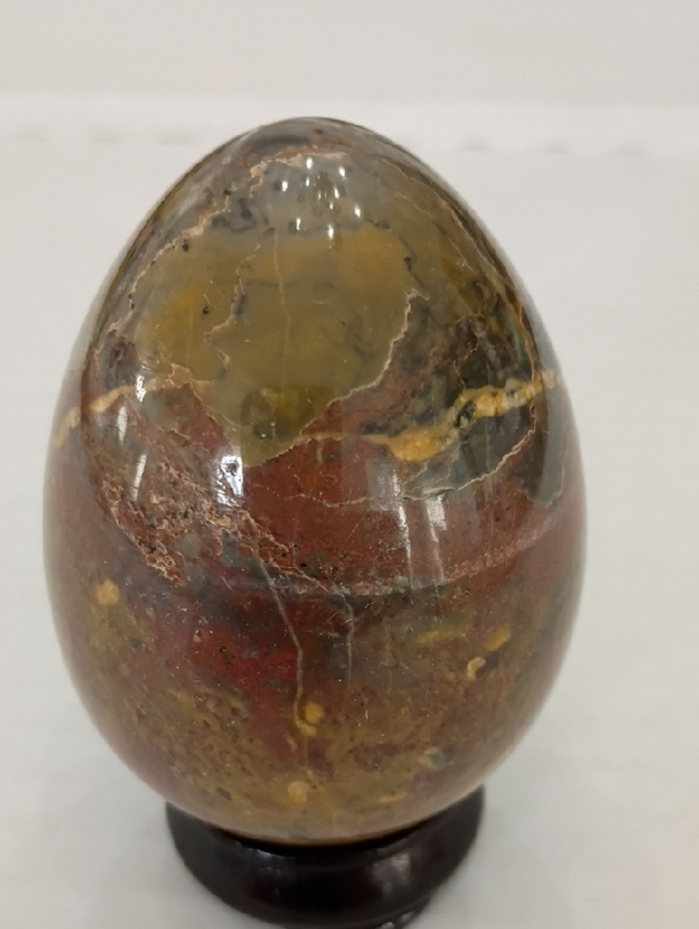 Polished Red and Green Jasper Egg Sculpture - Home Art Décor